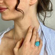 Load image into Gallery viewer, Recycled sea glass adjustable ring me