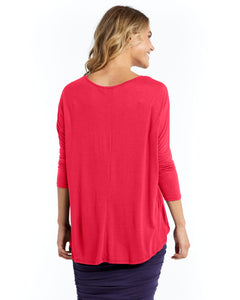 Milan 3/4 Sleeve Top - Rose Red