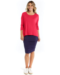 Milan 3/4 Sleeve Top - Rose Red