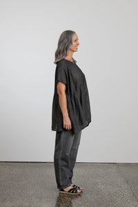 Giselle hand crafted silk/cotton pin tuck top