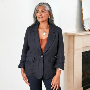 Saint-Cloud relaxed fit linen blazer with raw seams