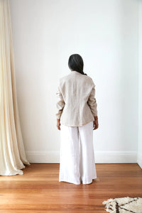 Saint-Cloud relaxed fit linen blazer with raw seams