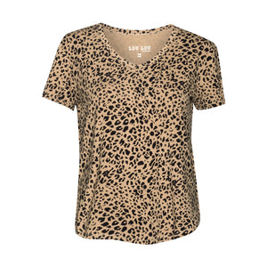 Veronica V Neck Tee - Brown Leopard