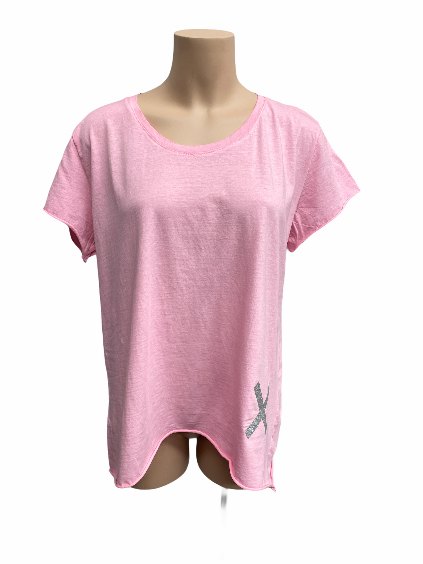 Kiss Me Cotton Hi Lo Tee - Rose - Amici Made in Italy
