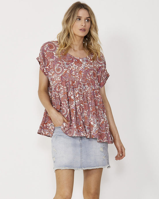 Sass Clothing Raina Top - Paisley print, sass clothing yamba, sass clothing top