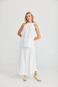 Lucia Top - White Linen Viscose