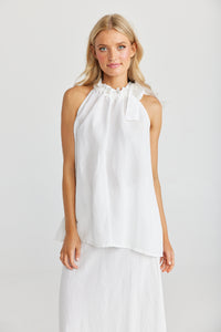 Lucia Top - White Linen Viscose