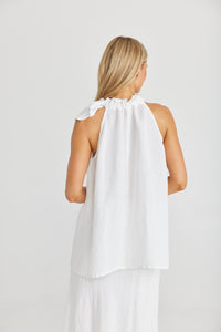 Lucia Top - White Linen Viscose