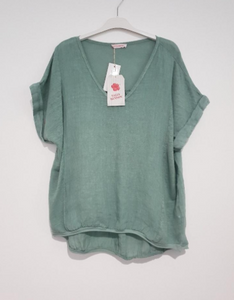 Plain Italian Linen Tee - Siena