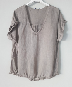 Plain Italian Linen Tee - Siena
