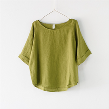 Load image into Gallery viewer, Montaigne Paris Italian Linen Mia Top The Corner Store Yamba Sérénité (curved hemline) linen top