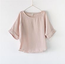 Load image into Gallery viewer, Montaigne Paris Italian Linen Mia Top The Corner Store Yamba Sérénité (curved hemline) linen top