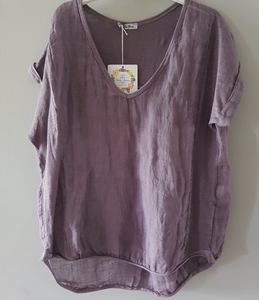 Plain Italian Linen Tee - Siena