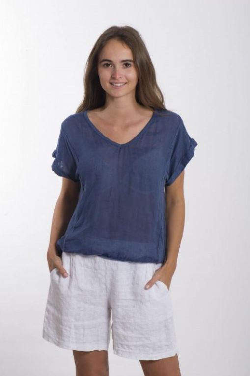 Plain Italian Linen Tee - Siena
