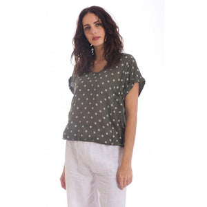 Italian Linen Siena T-Shirt | Tiny Spots