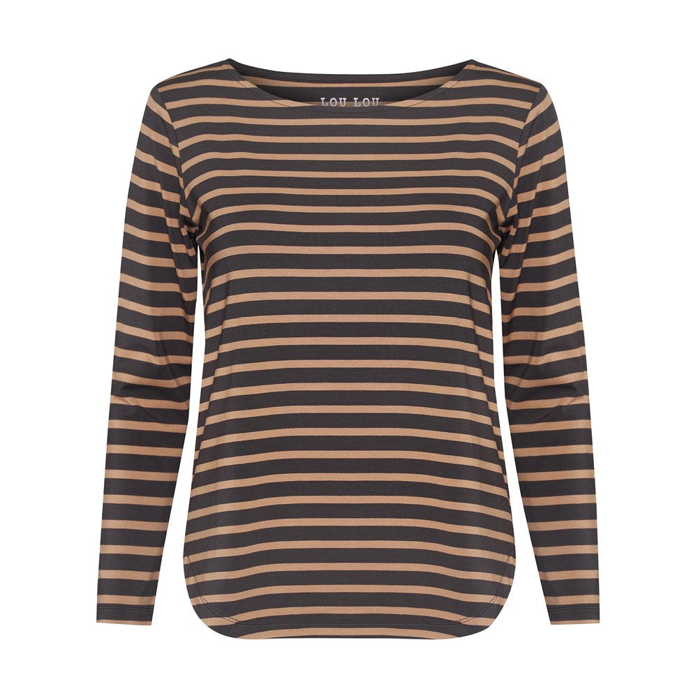 The Adele Tee | Nougat Steel Stripe