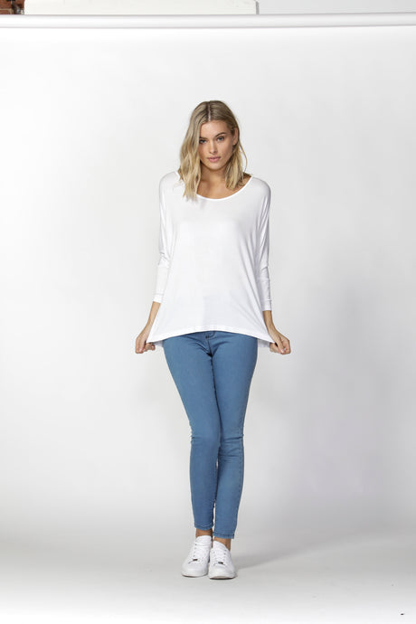 Milan 3/4 Sleeve Top - White