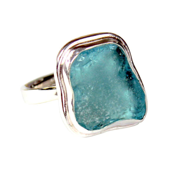Recycled sea glass adjustable ring me