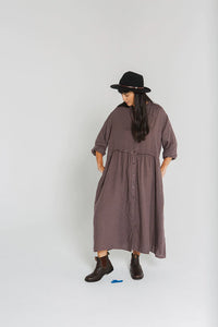 Chaton Buttonfront linen coat dress